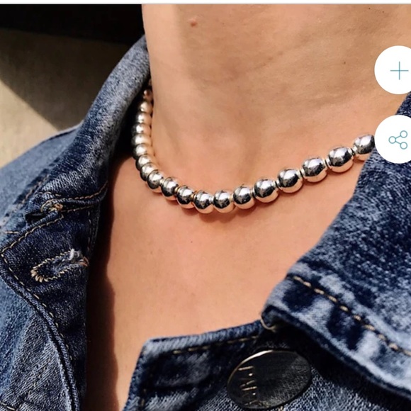 925 Sterling Silver Simple Bead Necklace 8 mm - Picture 7 of 14